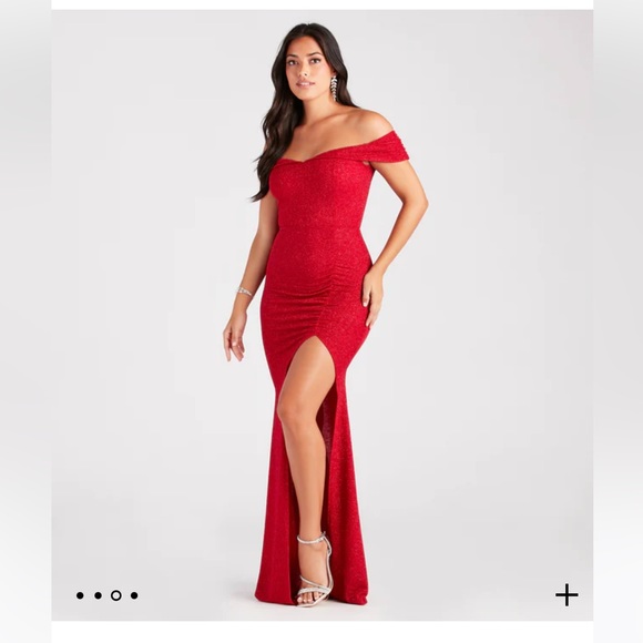 Dresses & Skirts - Off The Shoulder, Glitter Formal Dress